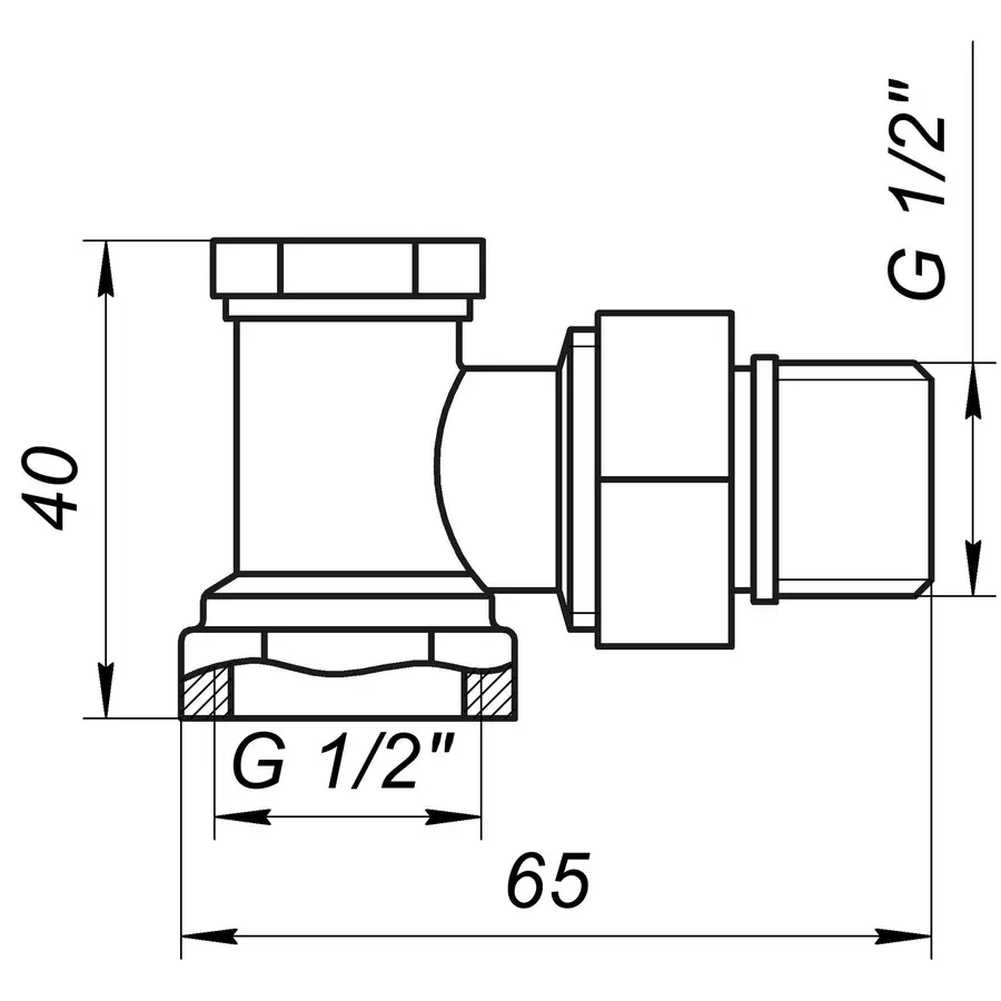 Кран радиаторный угловой ECO Technology ECO5107 1/2 "под ключ с уплотнителем