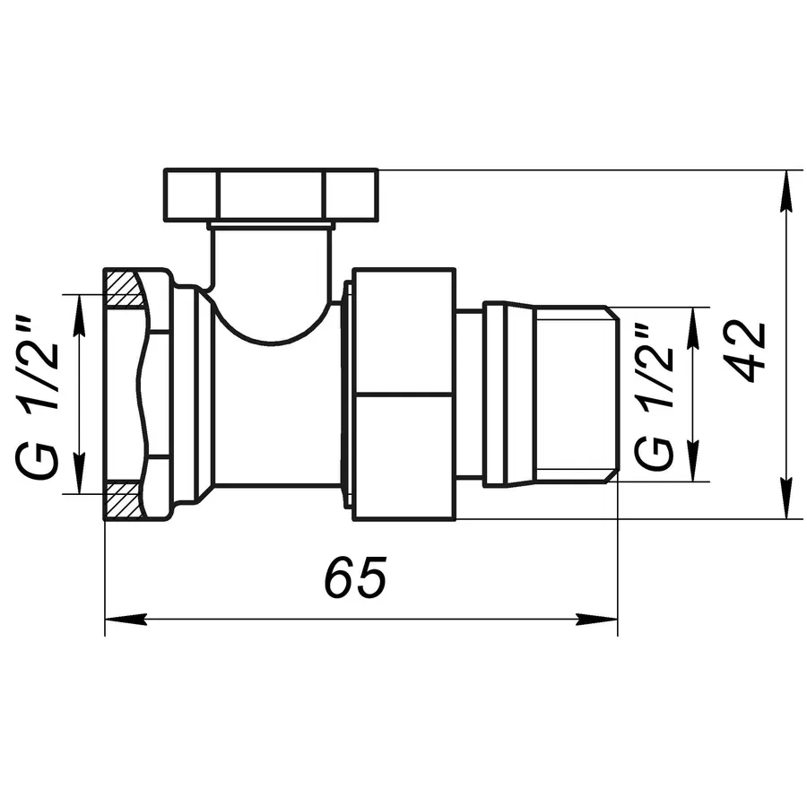 Кран радиаторный прямой ECO Technology ECO5108 1/2 "под ключ с уплотнителем