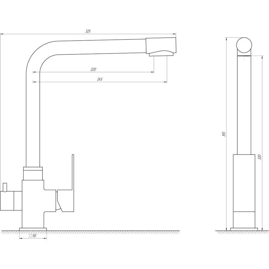 Смеситель для кухни под осмос Globus Lux ALPEN SUS-0110-BB черный