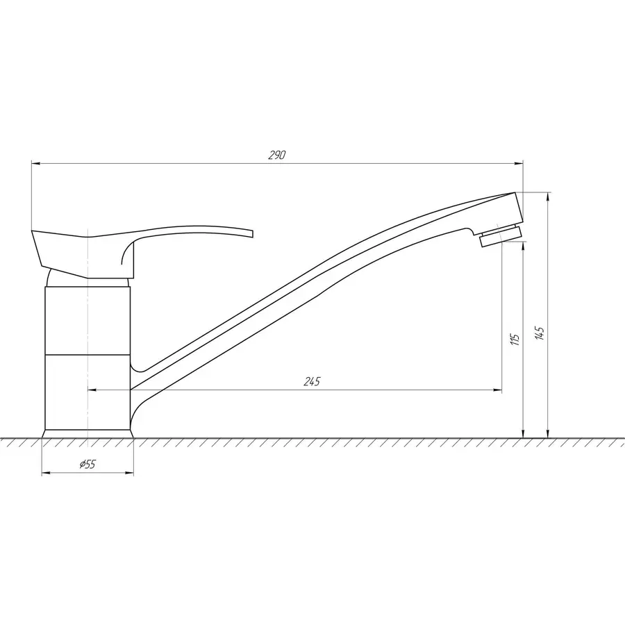 Змішувач для кухні CRISTAL Favorit GFF-103-SATIN латунь Литий Вилив, Матовий