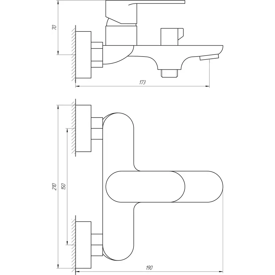 Змішувач для ванни Globus Lux Ontario GLO-0102N