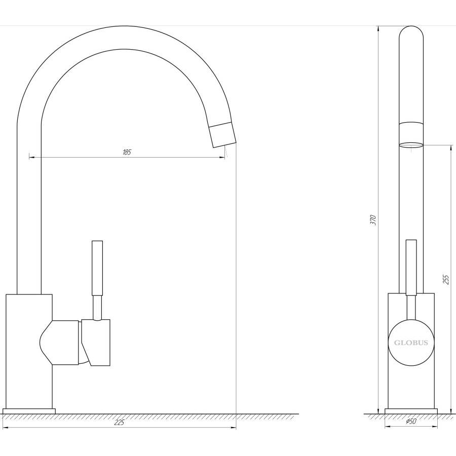 Змішувач для кухні Globus Lux LAZER GLLR-0203S-8-STSTEEL