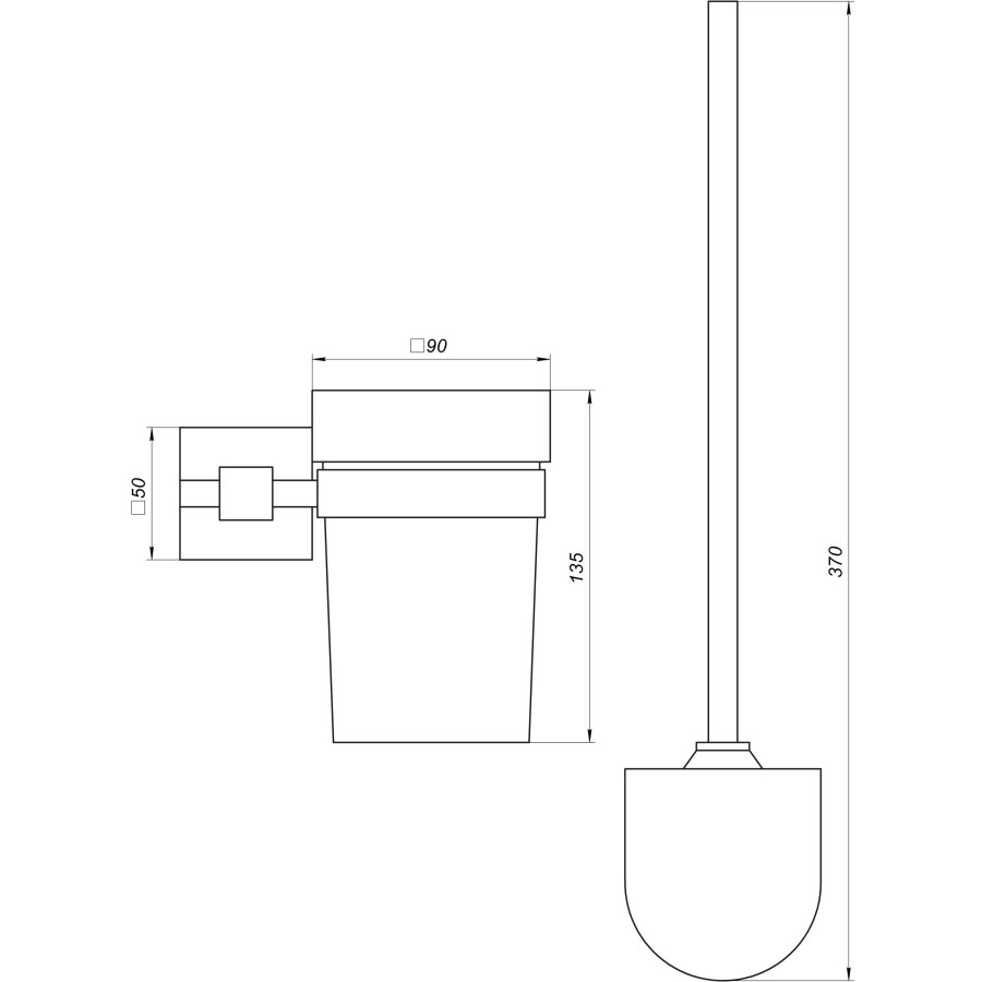 Ершик SQ9429A - Квадро настенный Стекло Мат. НЕРЖ-SUS304- (Globus Lux)