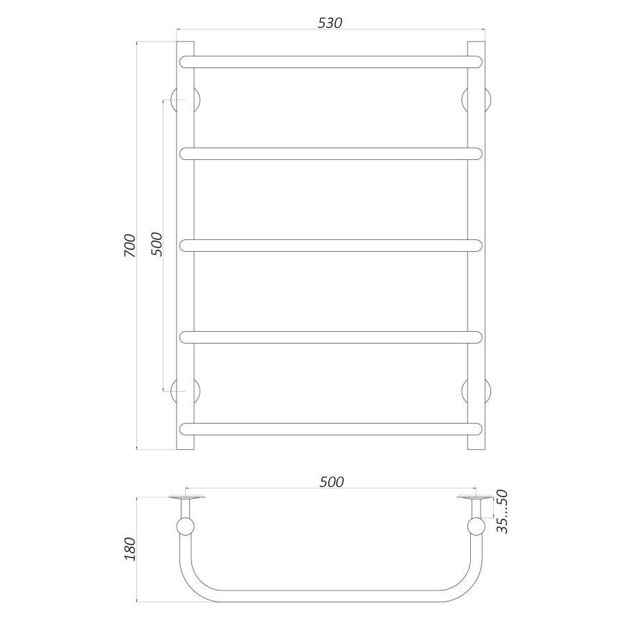 Рушникосушарка UNIO LS EL 700-500-5 Драбинка Скоба електро