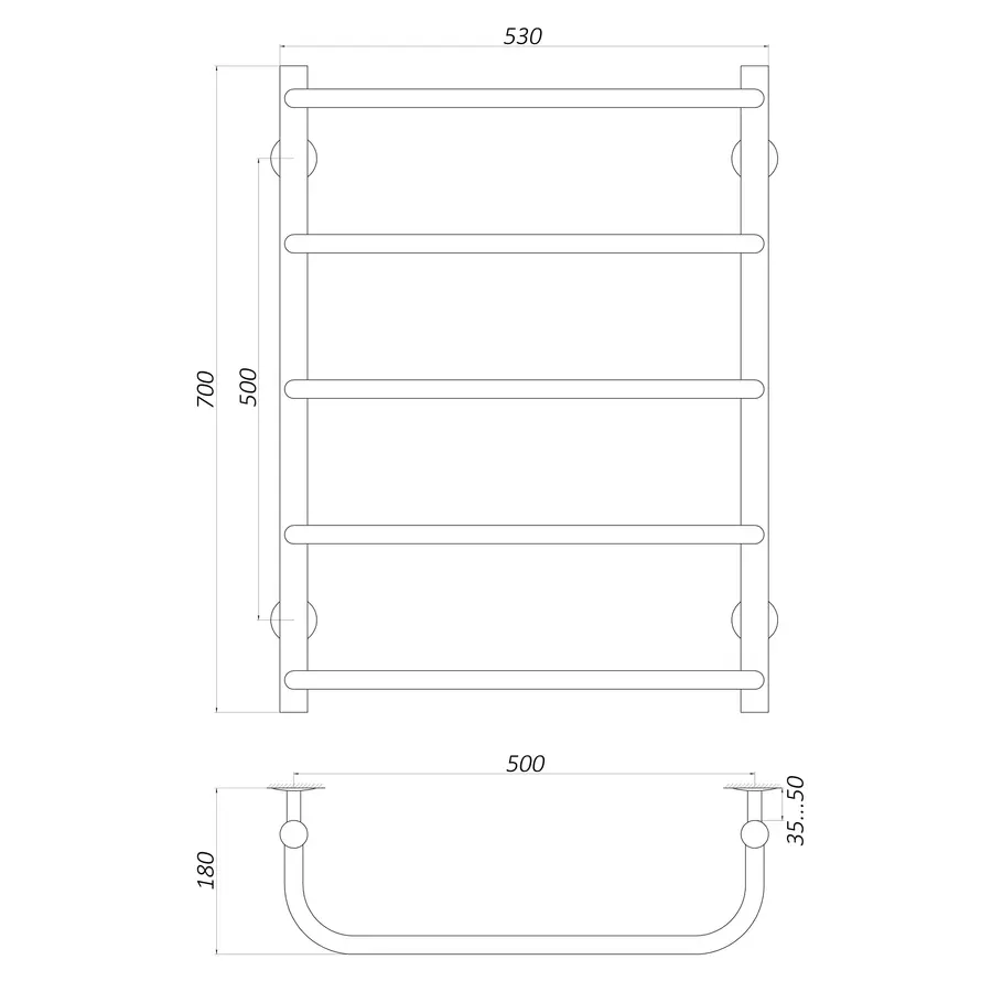 Рушникосушарка UNIO LS EL 700-500-5 Драбинка Скоба електро
