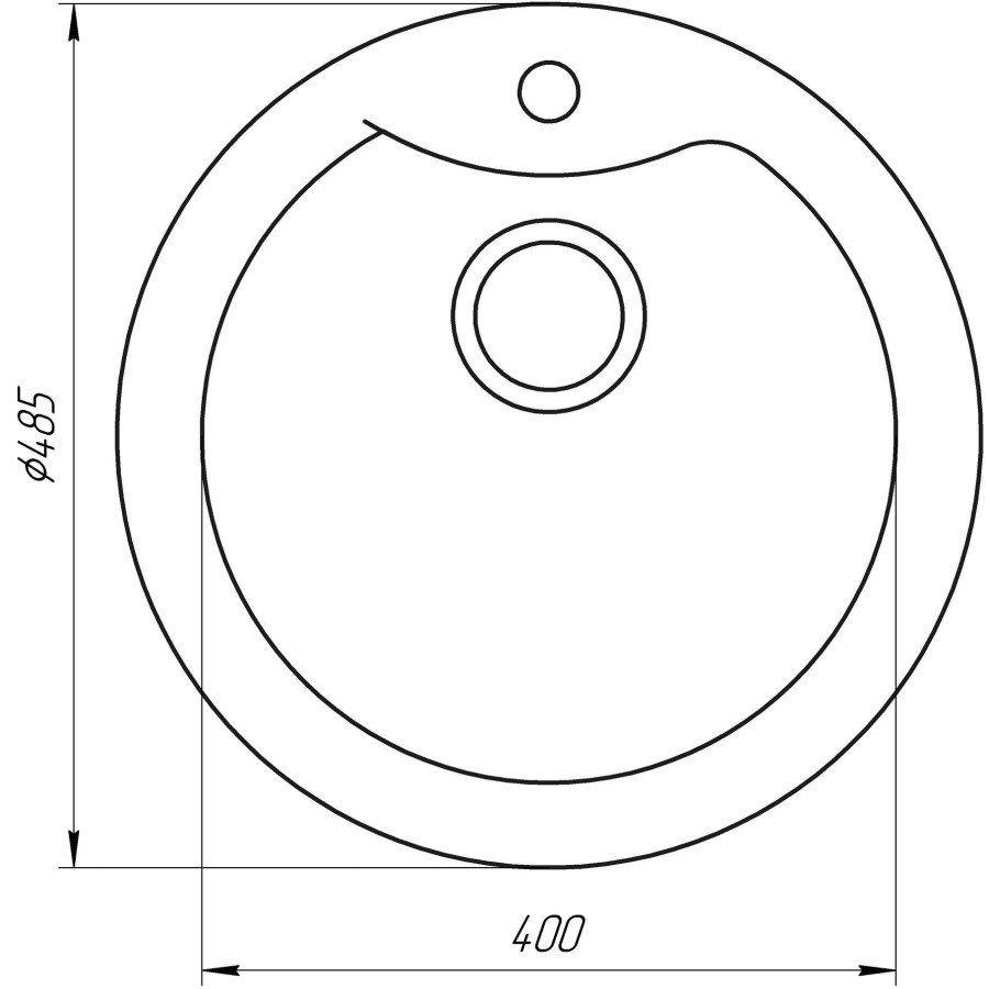 Гранитная кухонная мойка Globus Lux ORTA черный 485мм-А0002