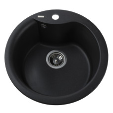 Гранітна кухонна мийка Globus Lux ORTA чорний металiк 485мм-А0001