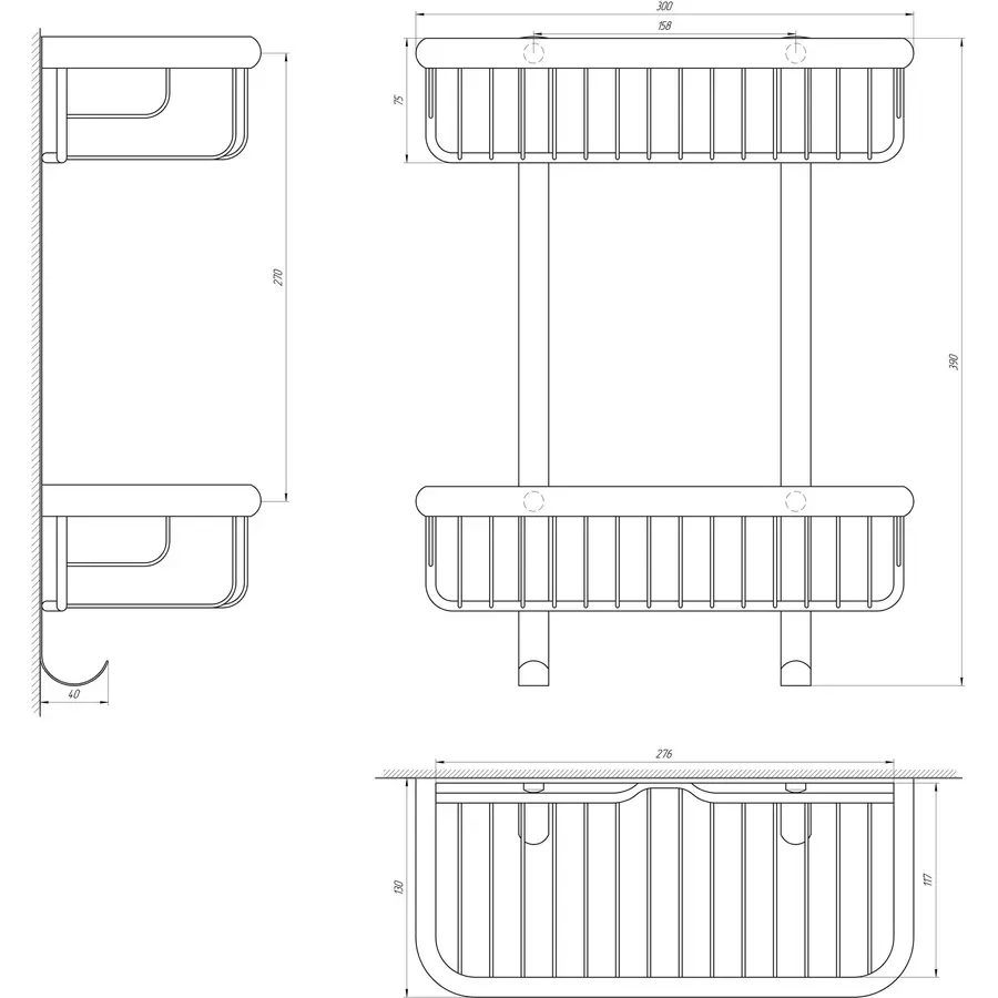 Поличка пряма подвійна TOPAZ 4102