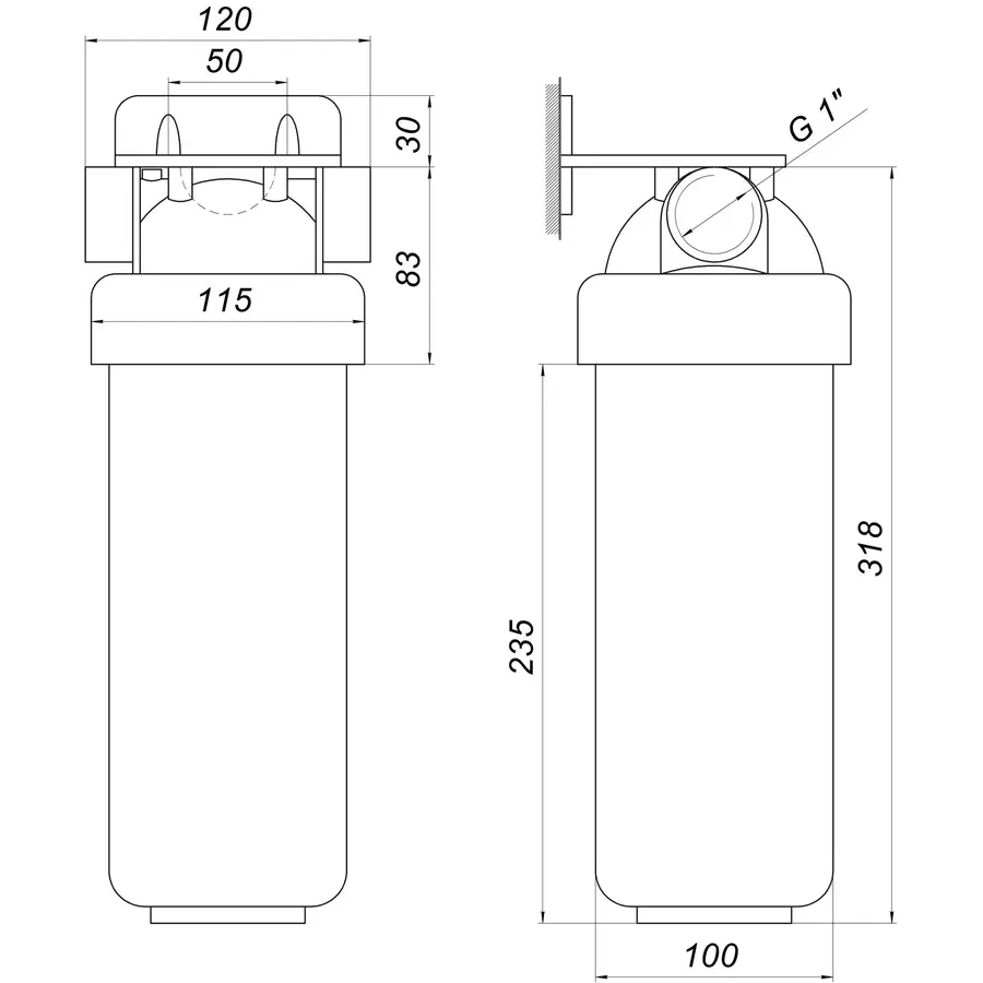 Фильтр-колба 2-х комп. + Коробка БЕЗ картриджа, OasisPro BSL2, 1 "
