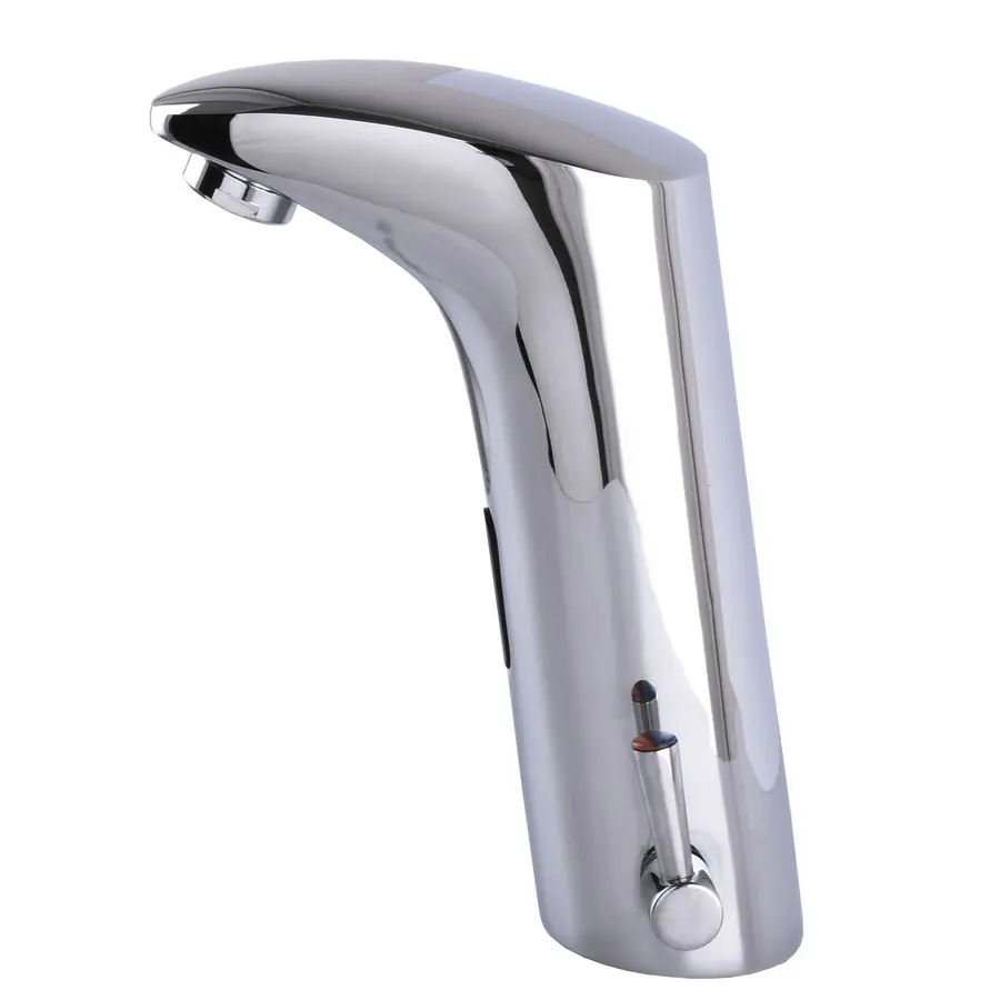 Змішувач сенсорний для умивальника HOTEC 19.114-DC/AC (220V/6V) з трансформатором,латунний Hot/Cold