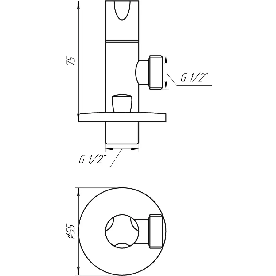 Кран напівобертовий кутовий SOLOMON 1/2″х1/2″ 9081