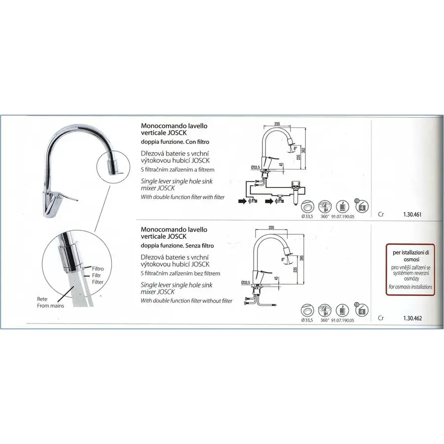 Змішувач для кухні під осмос TRES TOP 130462