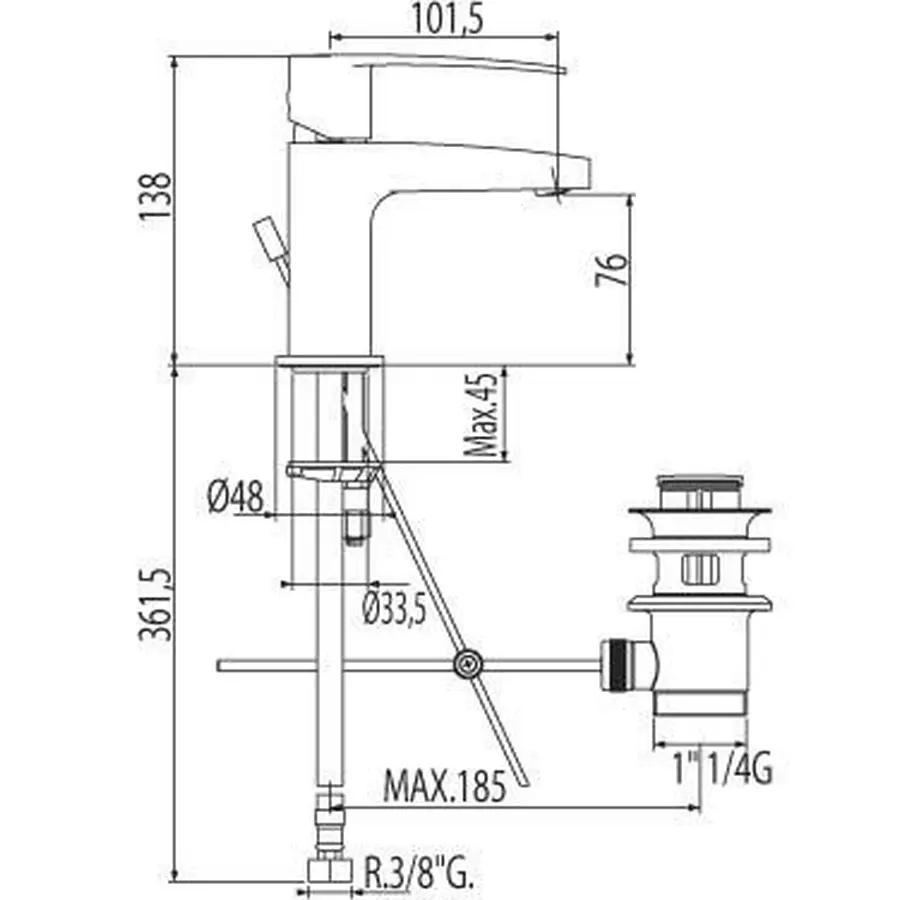 Змішувач для умивальника TRES FLAT 20410301