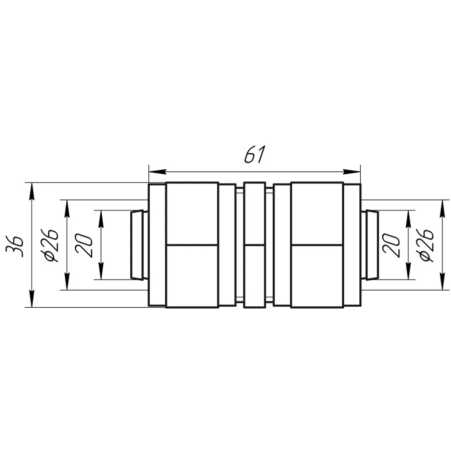 Муфта промежуточная APE ITALY 703 L 26x26