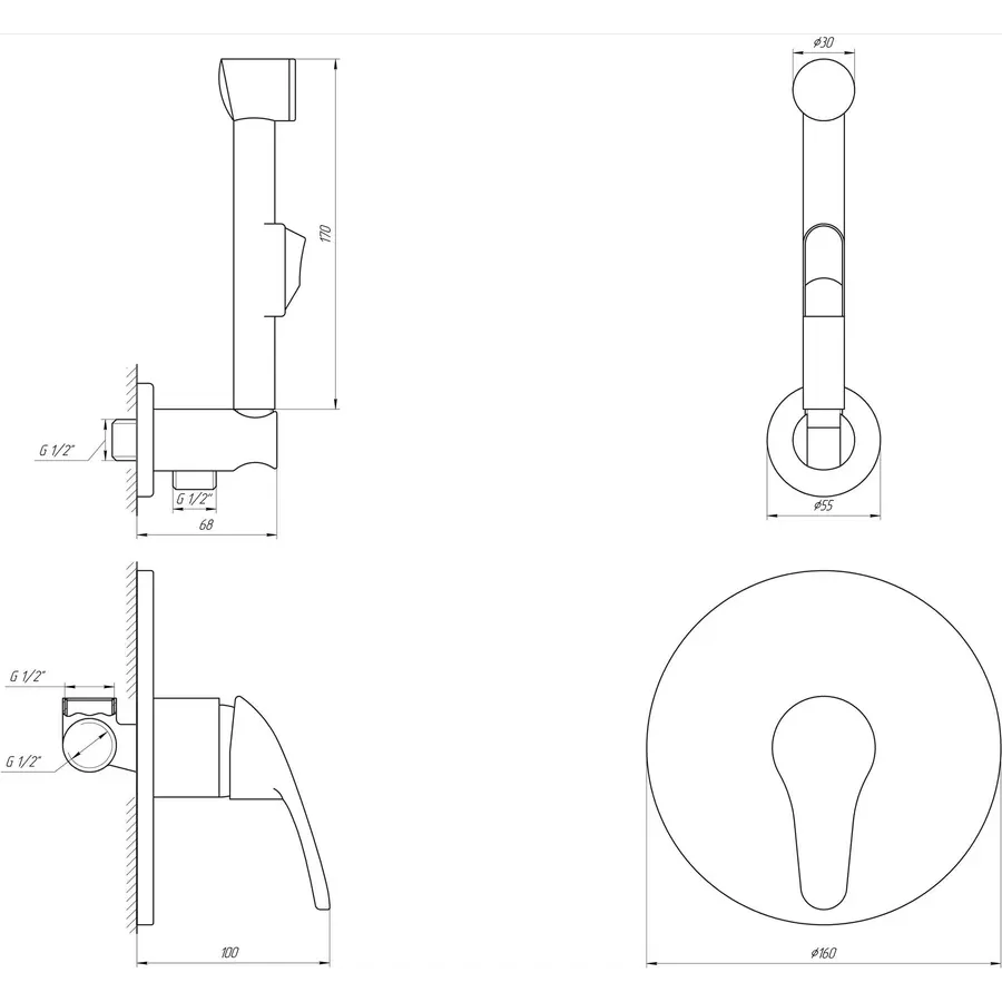 Смеситель гигиенический Globus Lux Solly GLSO-0110