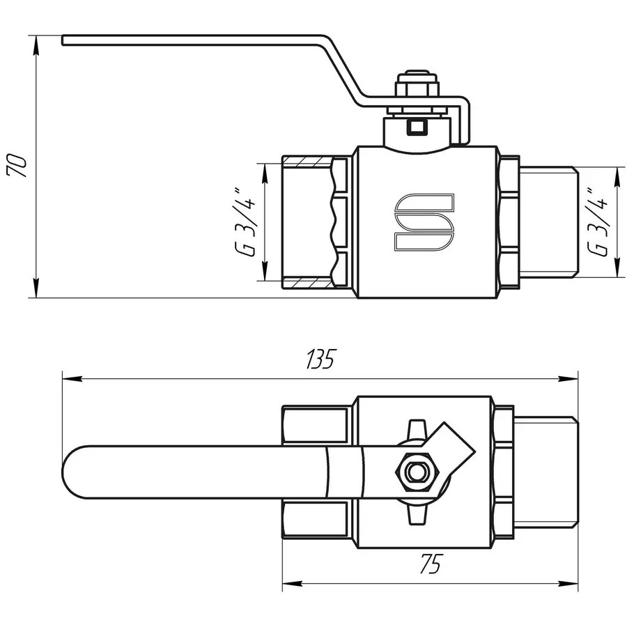 Кран шаровой прямой SELBA 3/4 "ЗВ КР SL1505