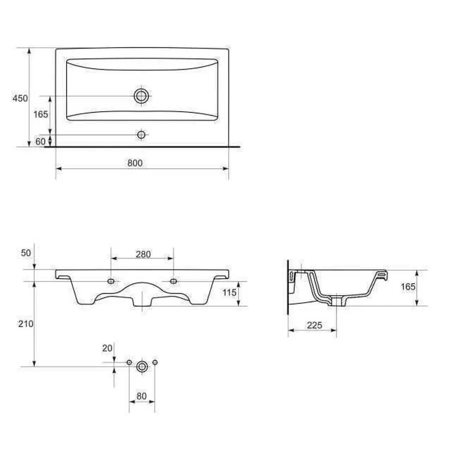 Умывальник мебельный Cersanit COMO 80