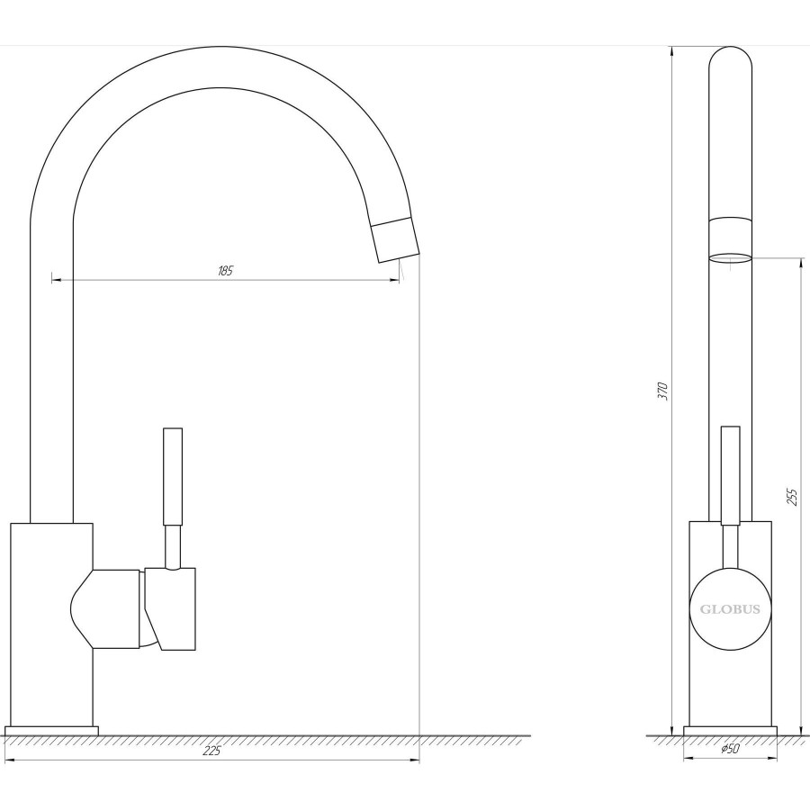 Змішувач для кухні Globus Lux LAZER GLLR-0203S-11-GRAPHITE