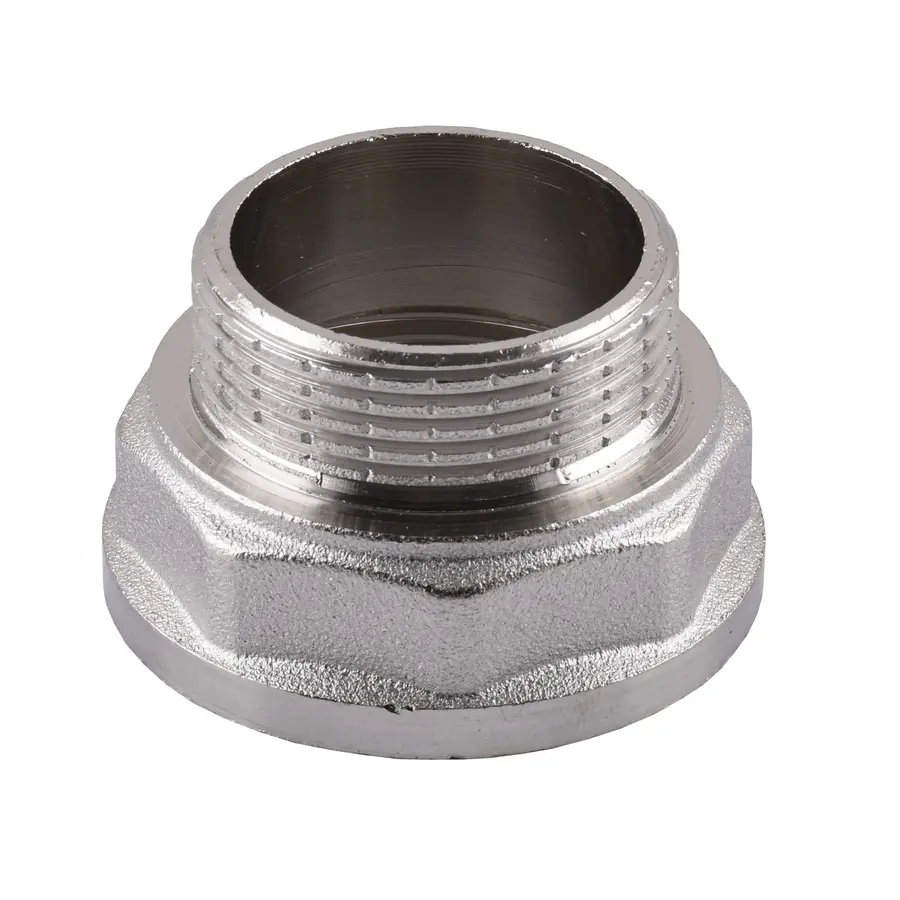 Перехідник редукційний нікельований 1 1/2″ВР х 1 1/4″ЗР штампований А0618А(нк)