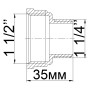 Перехідник редукційний нікельований 1 1/2″ВР х 1 1/4″ЗР штампований А0618А(нк) VA