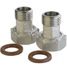 Комплект штуцерів для лічильника нікельваний 3/4″ВР х 1/2″ЗР з прокладкою Б2709-1КбА(нк)