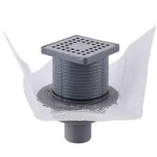 TM422-TILLO Трап з сухим затвором DN50, нерж,решiтка 100*100 Вертик,з фланцем,Туречччина