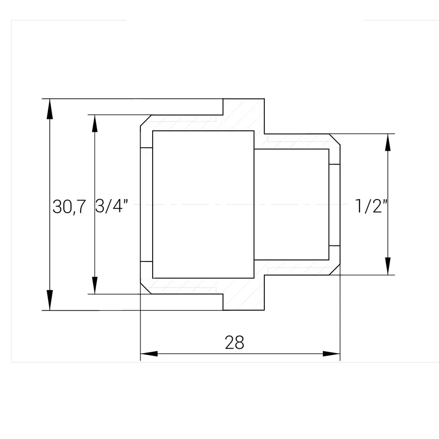 Ніпель редукційний нікельований 3/4″ЗР х 1/2″ЗР штампований під прокладку А0511-1А(нк) VA