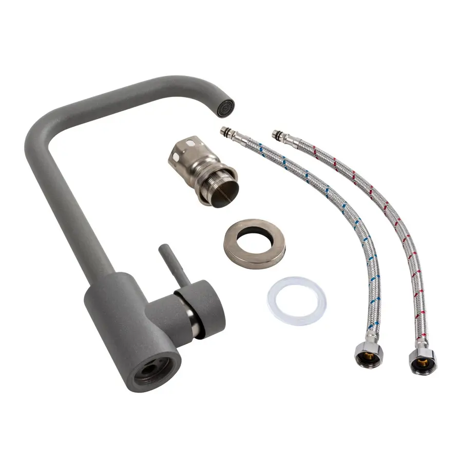 Смеситель кухонный Platinum NS02B (3008B) Серый металлик