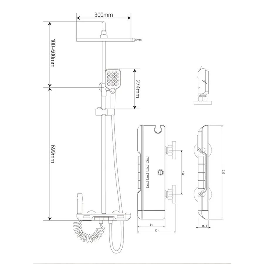 Душова колона з термостатом Valeso KZ22