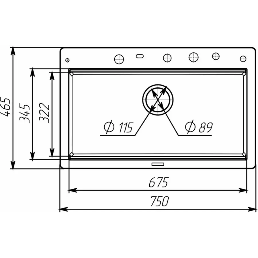 Гранитная мойка для кухни VALESO EVANORA 7546 матовая Антрацит