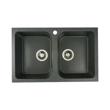 Гранітна мийка для кухні Platinum 7648W TWIN глянець Антрацит