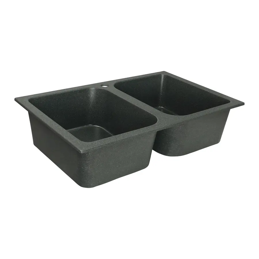 Гранітна мийка для кухні Platinum 7648W TWIN глянець Антрацит