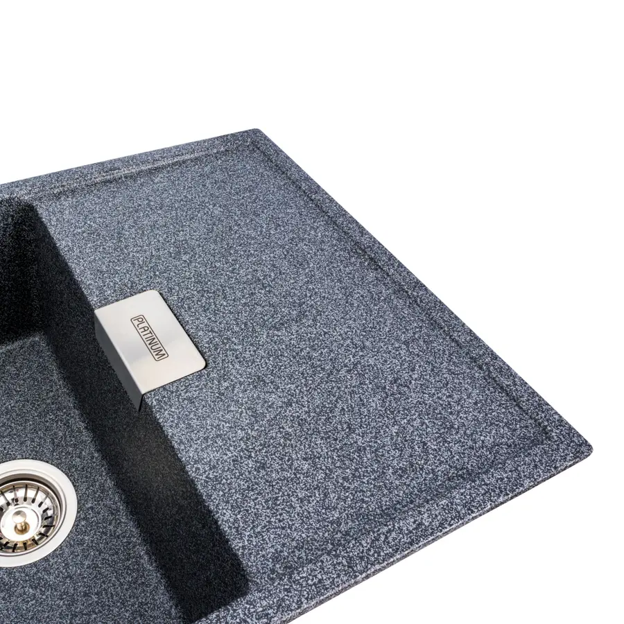 Гранітна мийка для кухні Platinum 8650 DIAMOND матова (графіт)