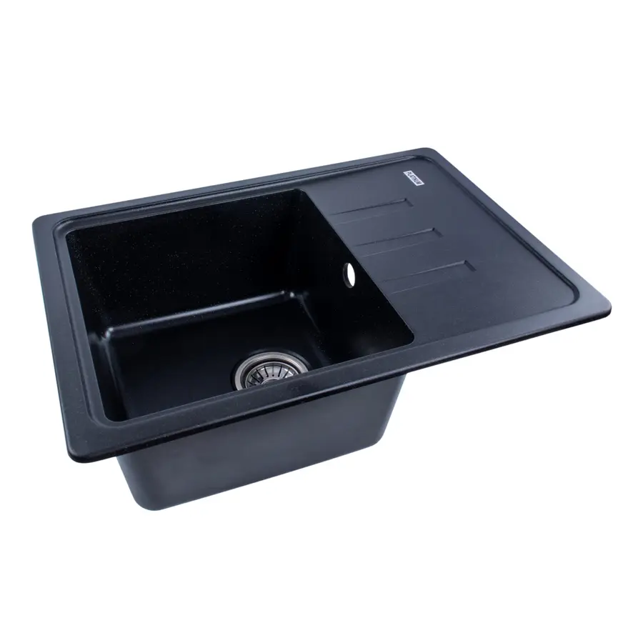 Гранітна мийка для кухні Platinum 6243 LIANA матова Чорний металік