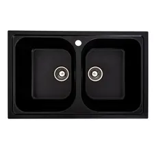 Гранітна мийка для кухні Platinum 7950 Equatoria глянець Чорний (Gold)