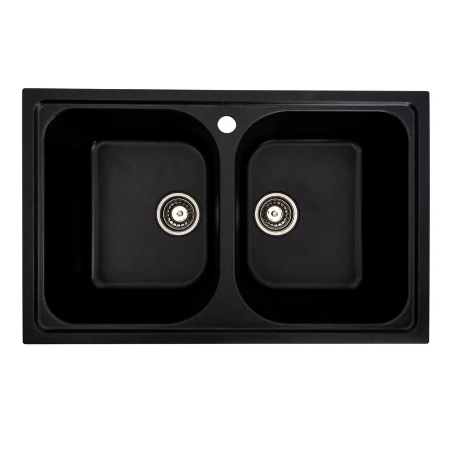 Гранітна мийка для кухні Platinum 7950 Equatoria глянець Чорний (Gold)