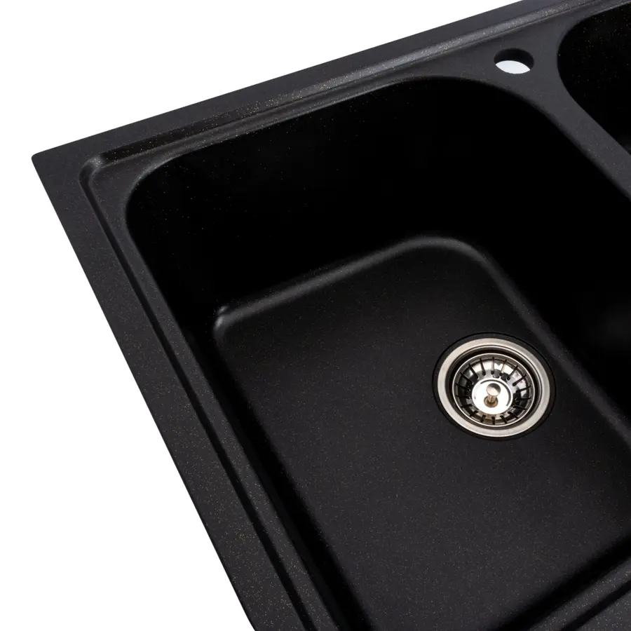 Гранітна мийка для кухні Platinum 7950 Equatoria глянець Чорний (Gold)