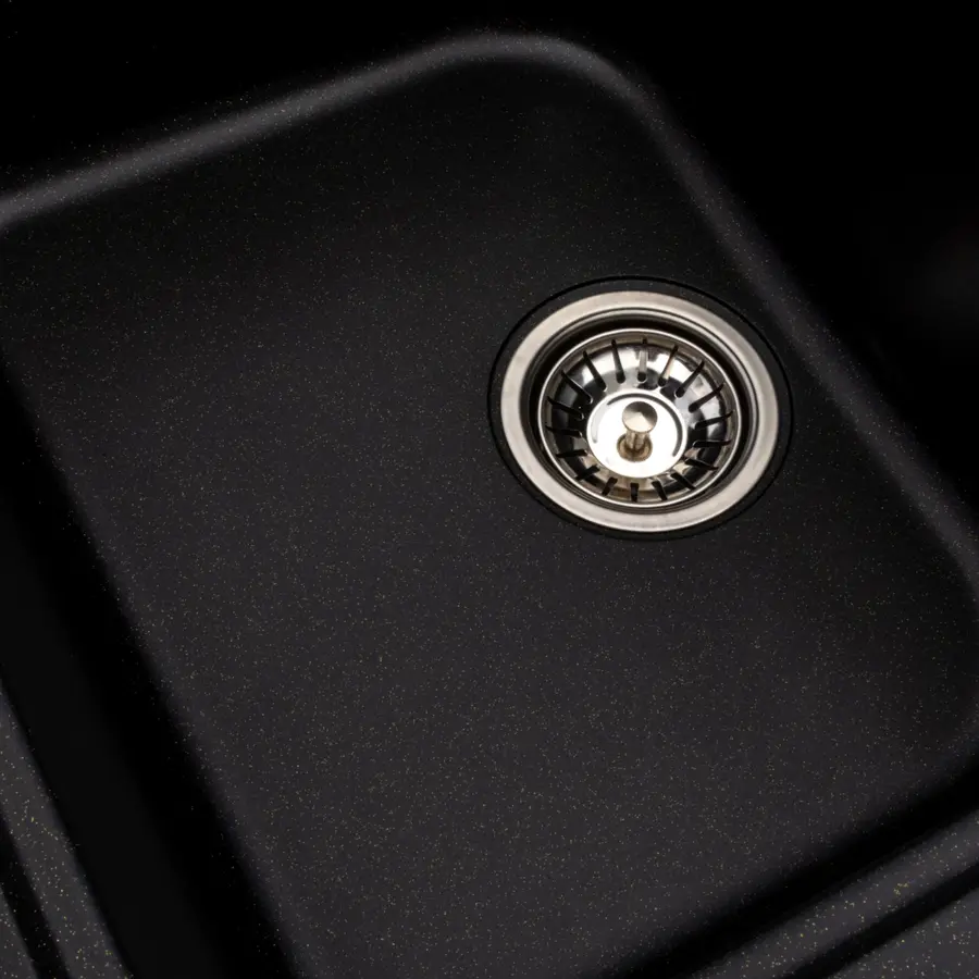 Гранітна мийка для кухні Platinum 7950 Equatoria глянець Чорний (Gold)