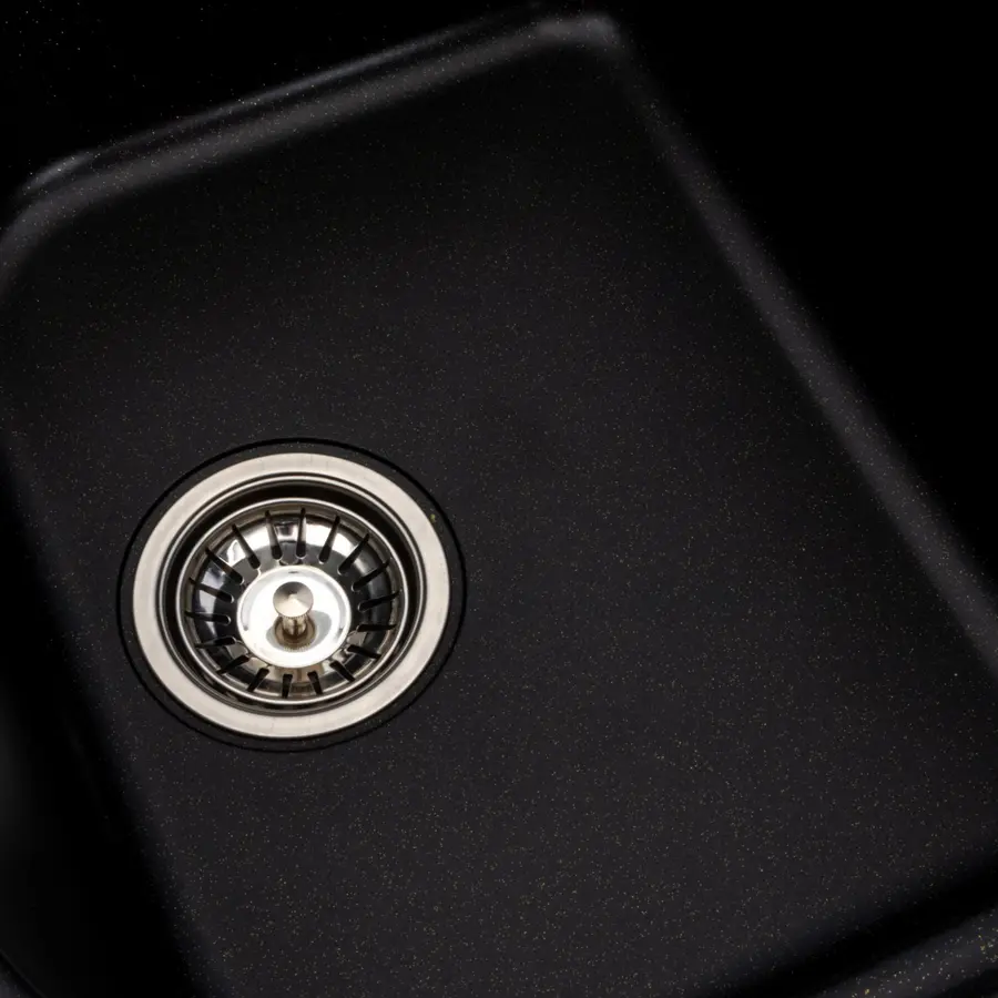 Гранітна мийка для кухні Platinum 7950 Equatoria глянець Чорний (Gold)