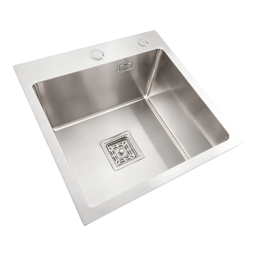 Мийка Platinum Handmade НSB 450x450x220 нержавійка (квадратний сифон.3,0/1,0)