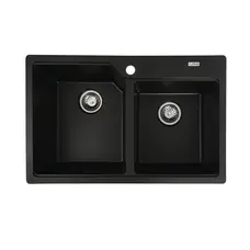 Гранітна мийка для кухні Platinum 7850 HARMONY матова Чорна