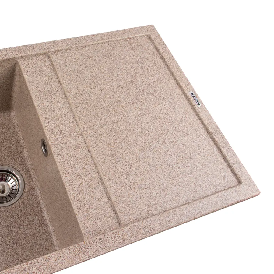 Гранітна мийка для кухні Platinum 7950 Selena матова Карамель