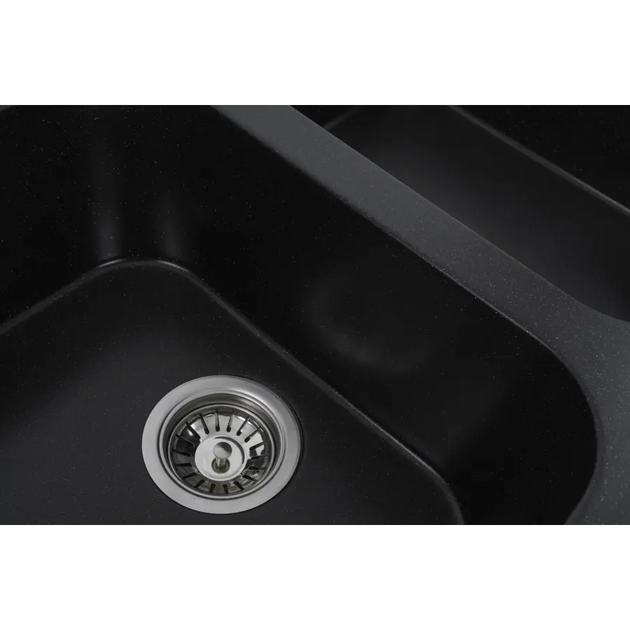 Гранітна мийка для кухні Platinum 7648W TWIN глянець Чорний металік