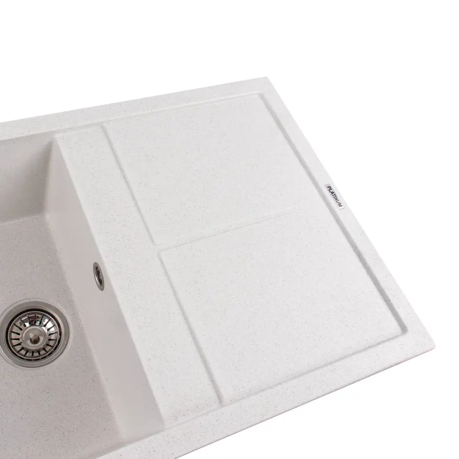 Гранітна мийка для кухні Platinum 7950 Selena матова Біла в крапку