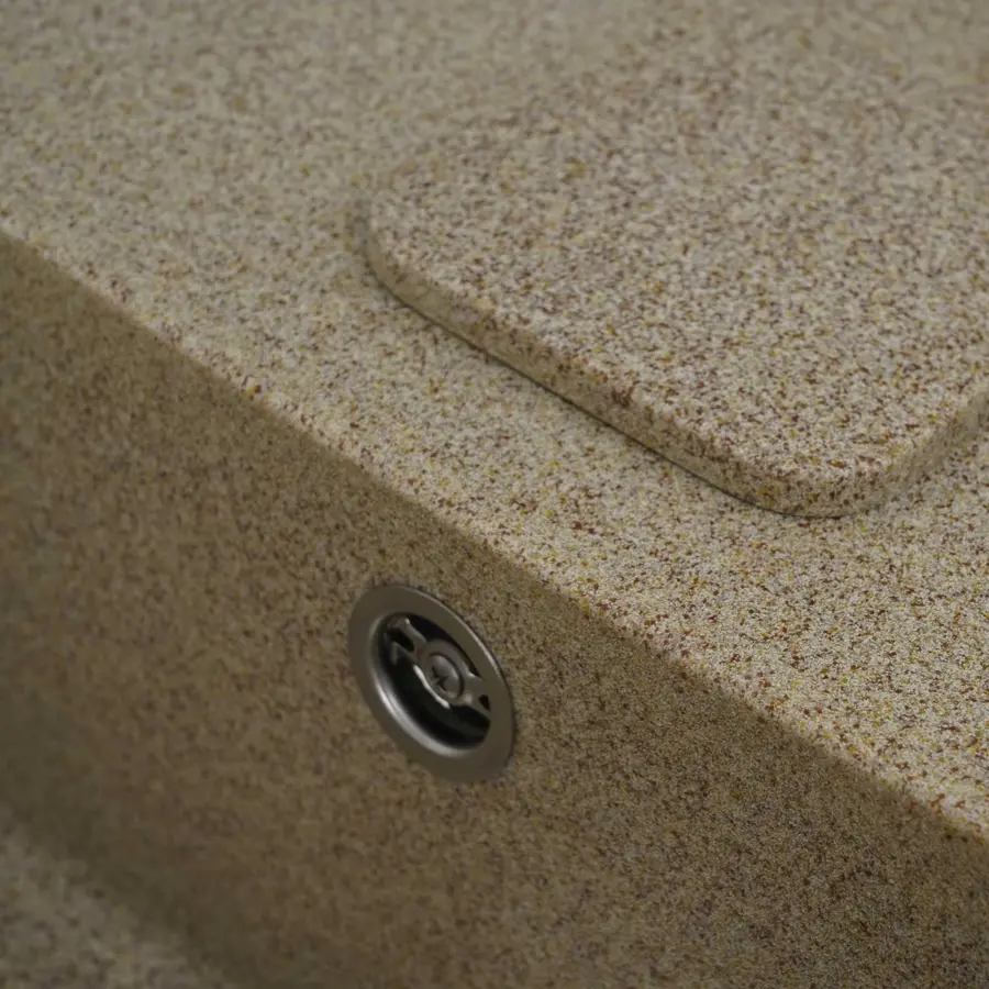 Гранітна мийка для кухні Platinum 7850 CUBE матова Карамель