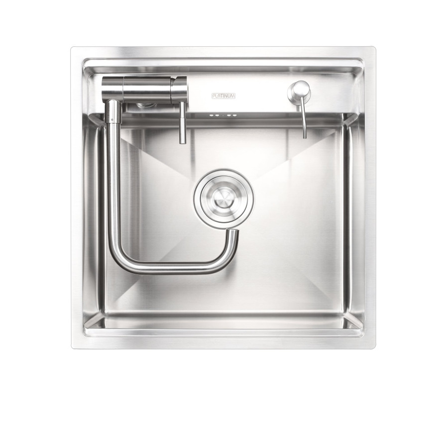 Кухонна прихована мийка Platinum Handmade 500x500x220 (змішувач в комплекті)
