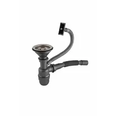 Евросифон одинарный с верхним переливом для мойки из нержавеющей стали