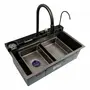 Кухонная мойка 75*46D PVD серая Platinum Handmade "ВОДОСПАД"