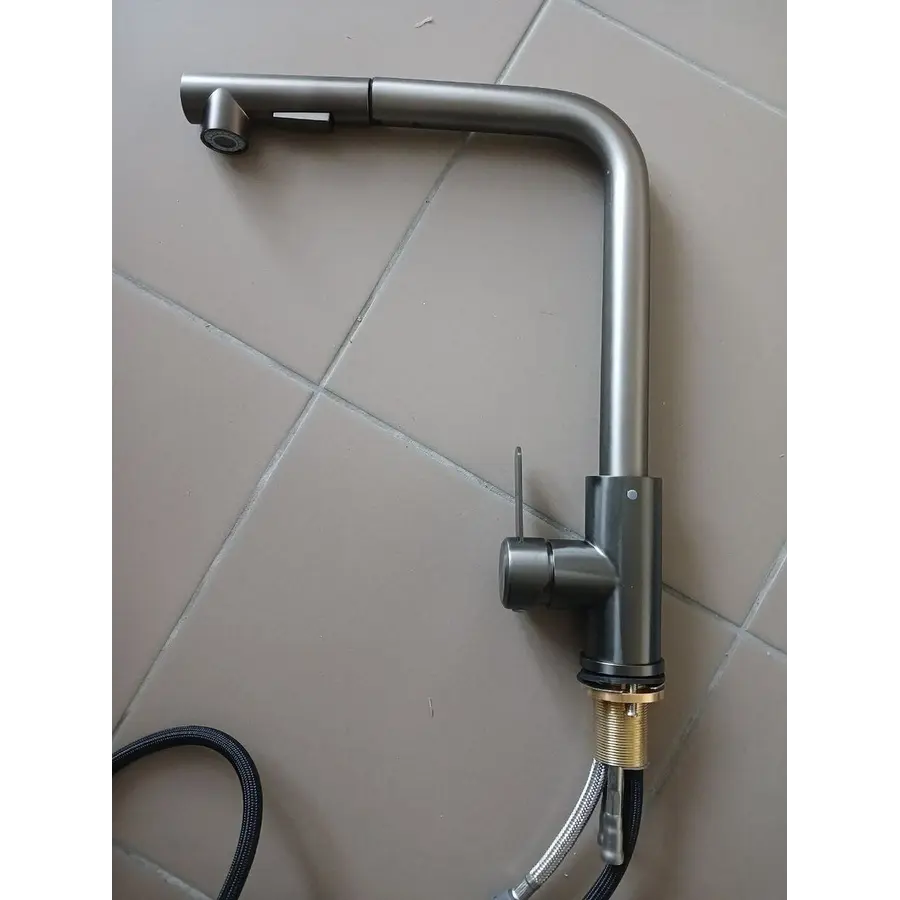 Кухонный смеситель Platinum FC-3 с выдвижной лейкой (PVD черный)