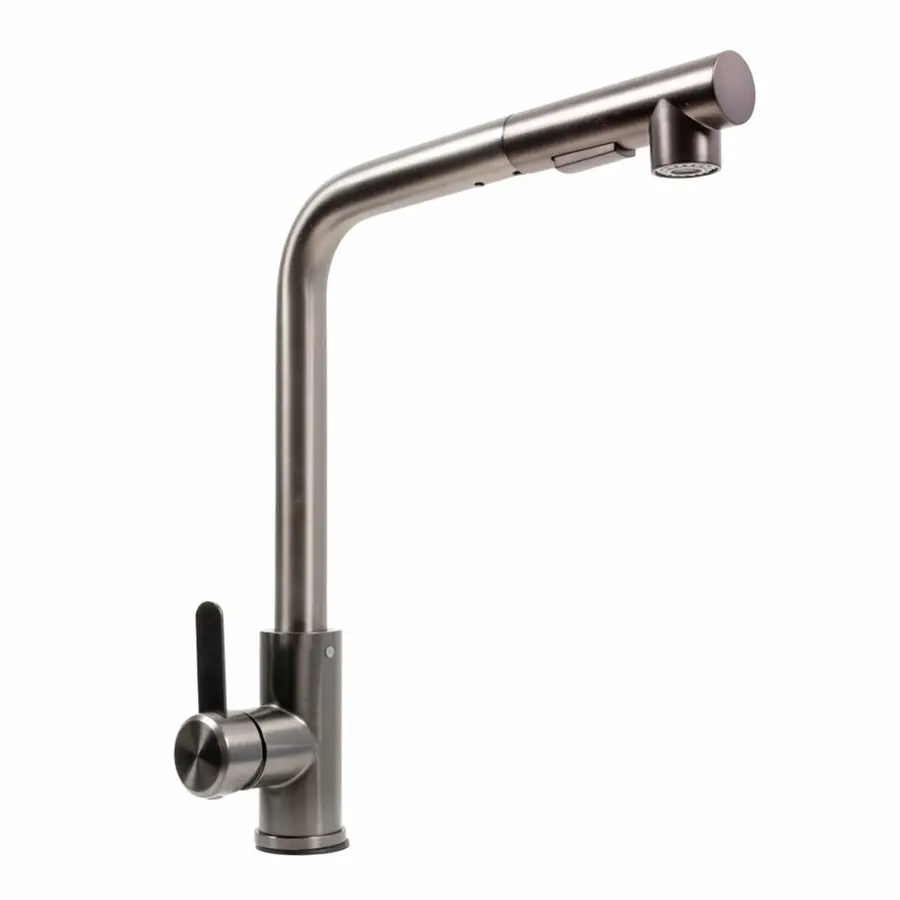 Кухонный смеситель Platinum FC-3 с выдвижной лейкой (PVD черный)